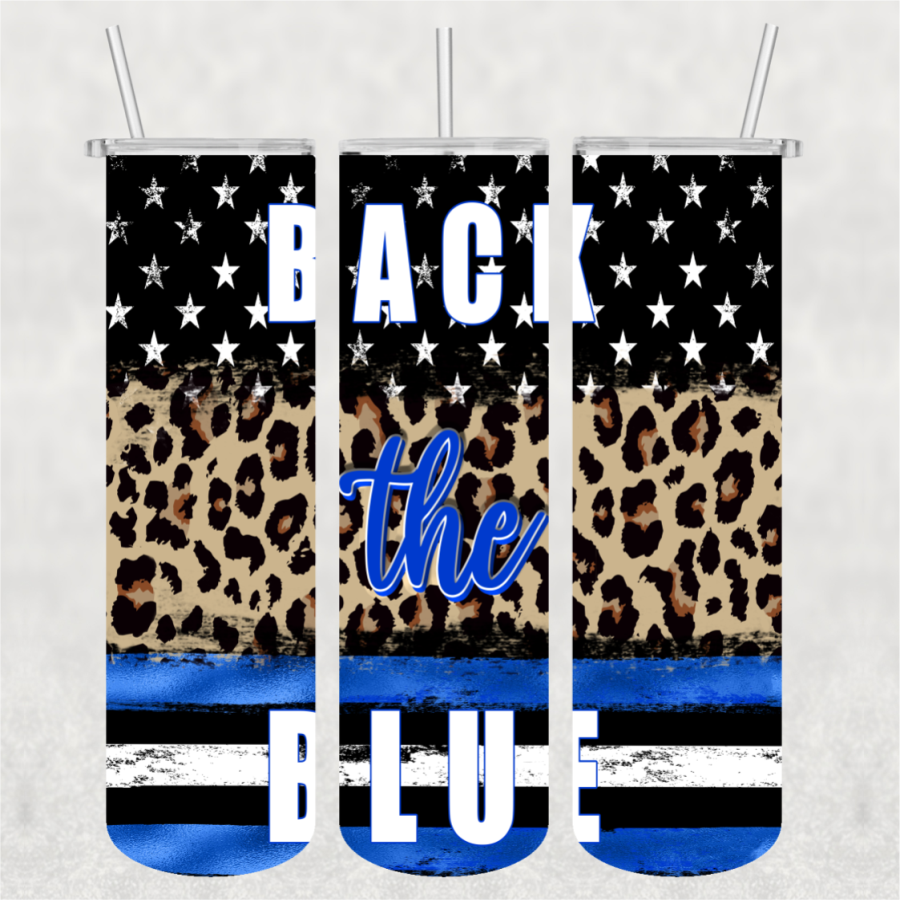 Back The Blue Ready-to-Press 20 oz skinny tumbler wrap