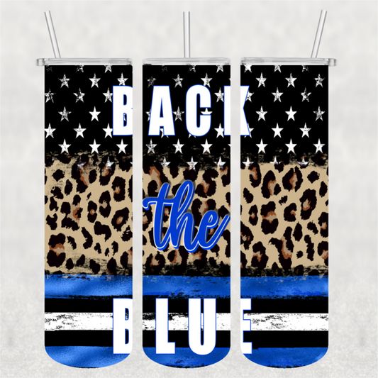Back The Blue Ready-to-Press 20 oz skinny tumbler wrap