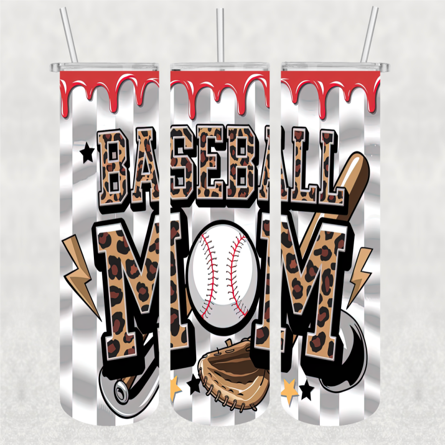 Baseball Mom Ready-to-Press 20 oz skinny tumbler wrap