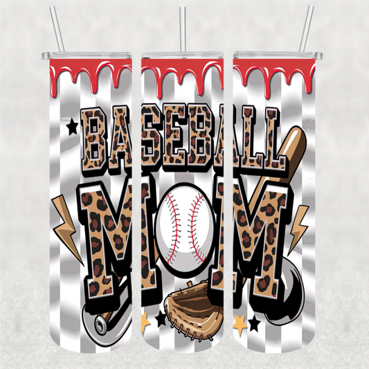 Baseball Mom Ready-to-Press 20 oz skinny tumbler wrap