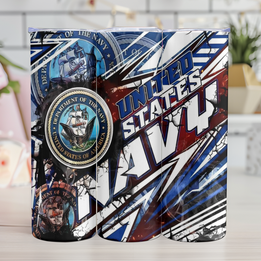 U.S. Navy 20 Oz Skinny tumbler Ytansfer