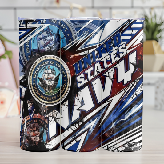 U.S. Navy 20 Oz Skinny tumbler Ytansfer