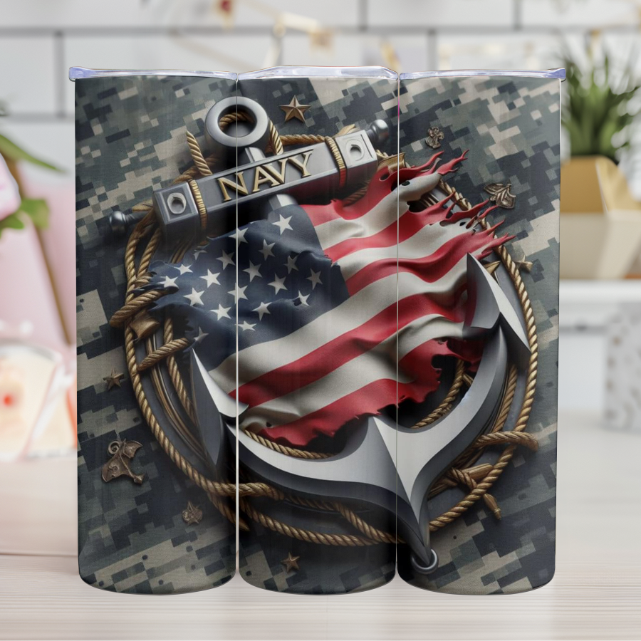U.S.Navy Anchor 20 oz Skinny Tumbler Transfer