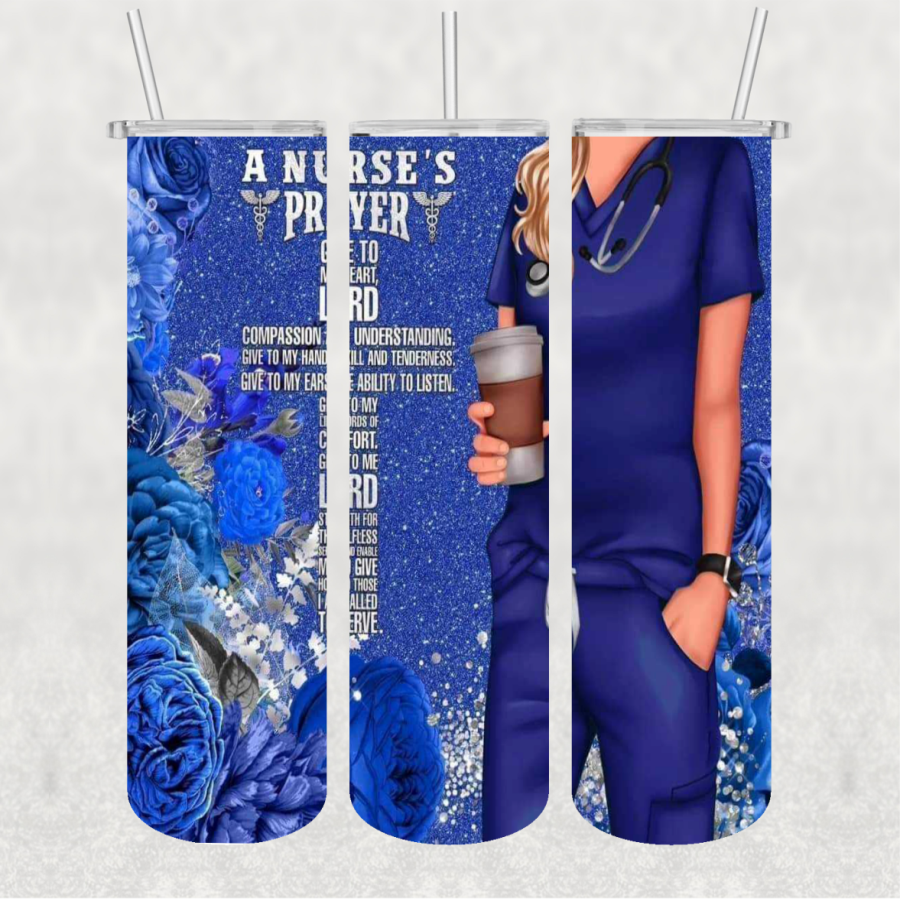 Nurses Prayer Ready-to-Press 20 oz skinny tumbler transfer