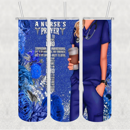 Nurses Prayer Ready-to-Press 20 oz skinny tumbler transfer
