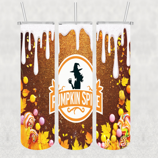 Pumpkin Spice Ready-to-Press 20 oz skinny tumbler transfer
