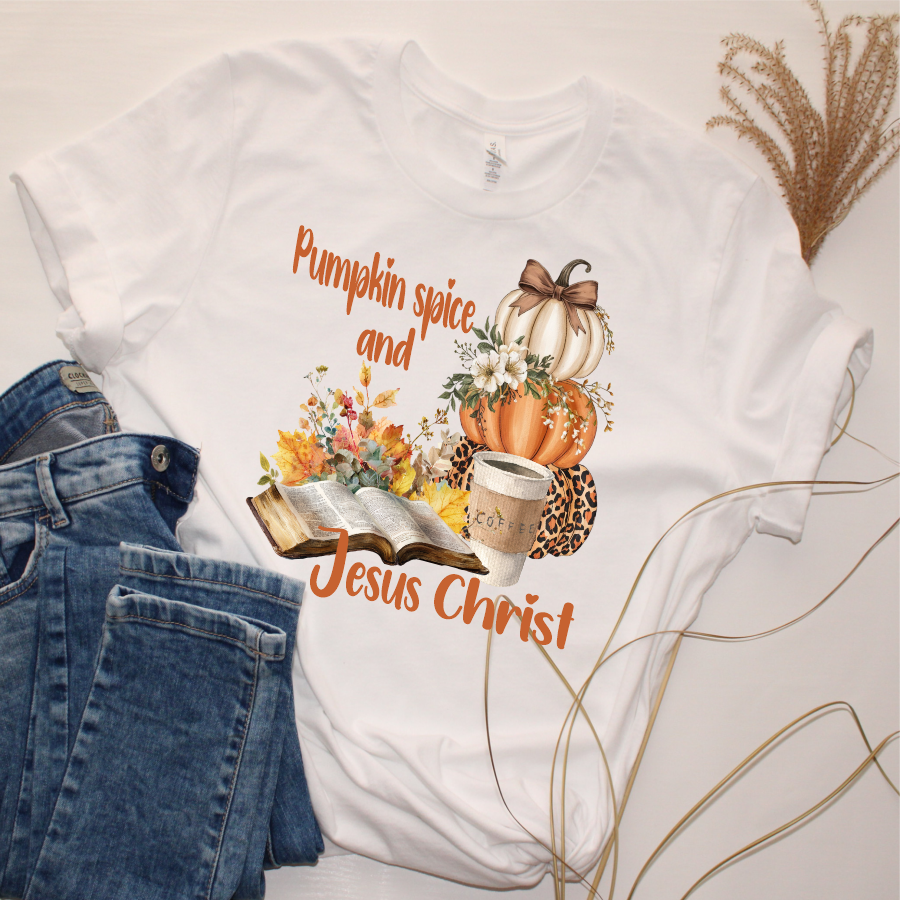 Pumpkin Spice and Jesus Christ, Ready-to-Press DTF Transfer